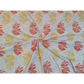 Aartyz Hand Printed Cotton Bed Spread With Bright Yellow And Orange Motifs | 60 x 90 Inch