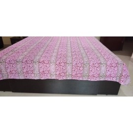 Aartyz Cotton Bed Spreadsheet Pink Base With Vertical Floral Design | 60x90 Inch