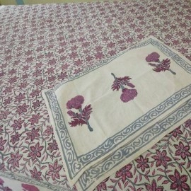 Aartyz Cotton Bedsheet With Hand Block Printed Garden Design | Double Bed Sheet