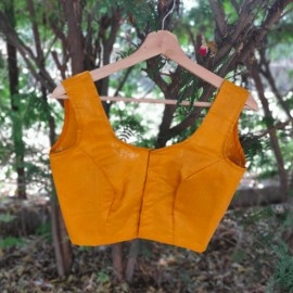 Aartyz Chanderi Blouse | Sleeveless Blouse | Yellow