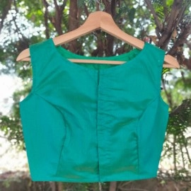 Aartyz Chanderi Blouse | Sleeveless Blouse | Green