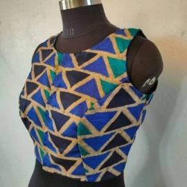 Aartyz Blue Boat Neck Blouse