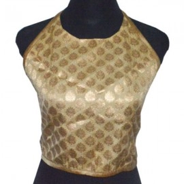 Aartyz Brocade Golden Halter Neck Reversible Blouse