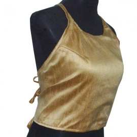 Aartyz Brocade Golden Halter Neck Reversible Blouse