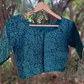 Aartyz Hand Block Printed Four Tucks Khadi Blouse