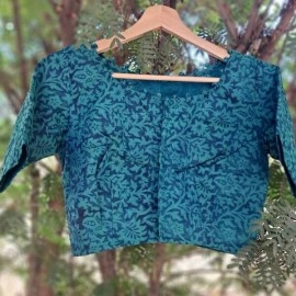 Aartyz Hand Block Printed Four Tucks Khadi Blouse