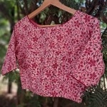 Aartyz Pink Floral Khadi Blouse