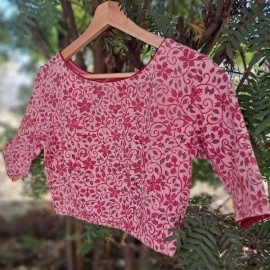 Aartyz Pink Floral Khadi Blouse