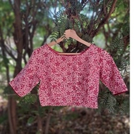 Aartyz Pink Floral Khadi Blouse