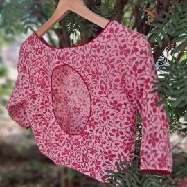Aartyz Pink Floral Khadi Blouse