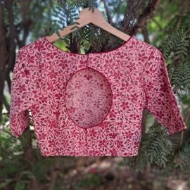 Aartyz Pink Floral Khadi Blouse