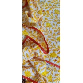 Aartyz A Bright Yellow Comforter in Mughal Block Prints