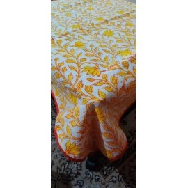 Aartyz A Bright Yellow Comforter in Mughal Block Prints