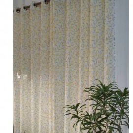 Aartyz Linen Chanderi Silk Door Curtains | Yellow And Grey