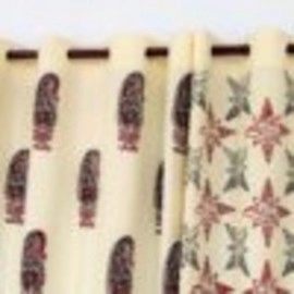 Aartyz Ethnic Window Cotton Curtains Set of 3 | Cream