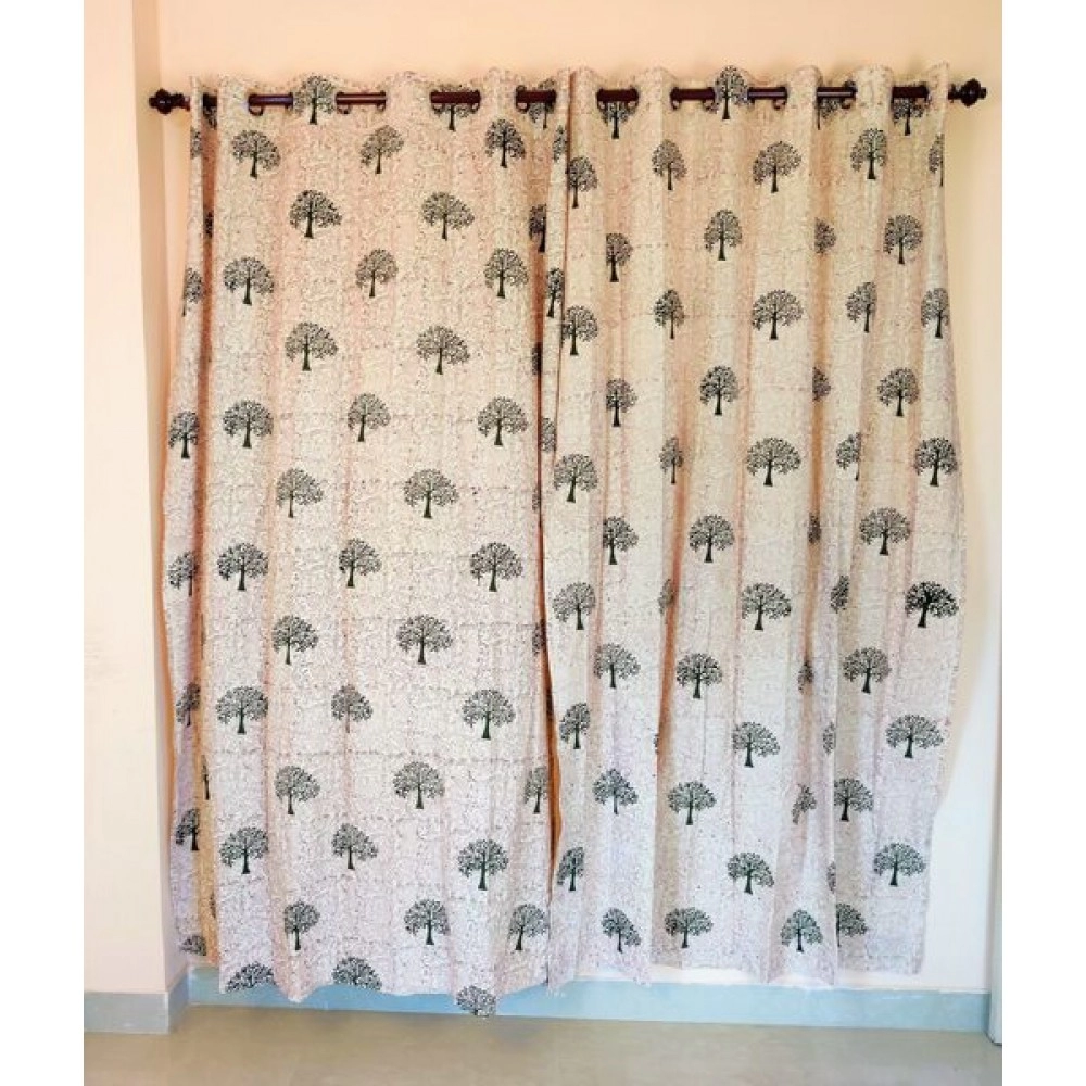 Aartyz Ethnic Cotton Window Curtain | Cream