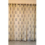 Aartyz Ethnic Cotton Door Curtains Blue Print | Cream