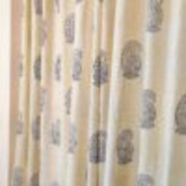 Aartyz Ethnic Cotton Door Curtains Blue Print | Cream