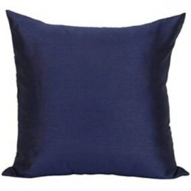 Aartyz Raw Silk Dark Blue Cushion Cover | Plain | 10 x 10 Inch