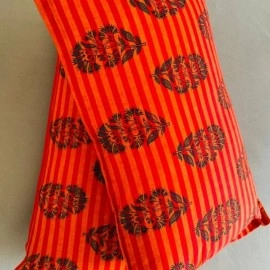 Aartyz Cotton hand block printed Pillow Cover | Orange