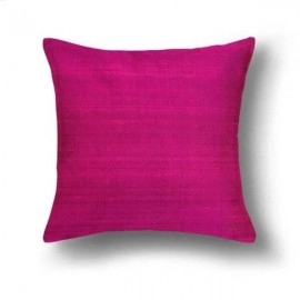 Aartyz Raw Silk Dark Pink Cushion Cover | Plain | 16 x 16 Inch