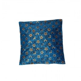 Aartyz Dark Blue Floral Printed Cushion Cover | 16 x 16 Inch