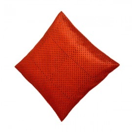 Aartyz Orange Raw Silk Cushion Cover With Black Print | 10 x 10 Inch