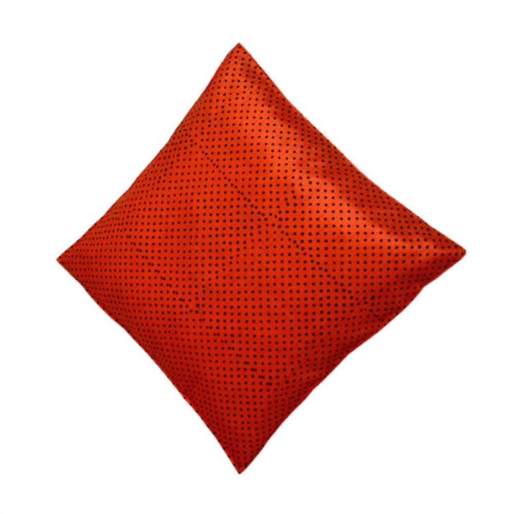 Aartyz Orange Raw Silk Cushion Cover With Black Print | 16 x 16 Inch