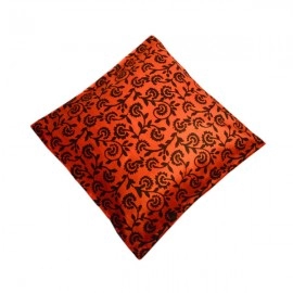 Aartyz Orange Floral Printed Raw Silk Cushion Cover | 10 x 10 Inch