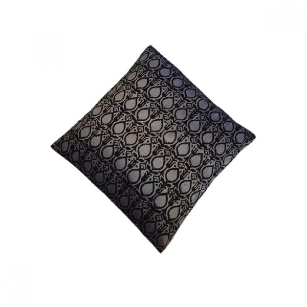 Aartyz Gray Printed Raw Silk Cushion Cover | 16 x 16 Inch