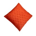 Aartyz Orange Raw Silk Cushion Cover With Small Floral Print | 16 x 16 Inch