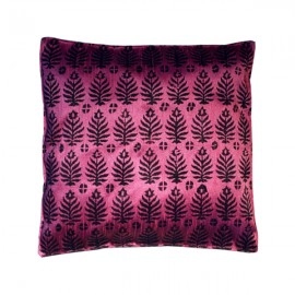Aartyz Crimson Raw Silk Cushion Cover With Small Tree Print | 16 x 16 Inch