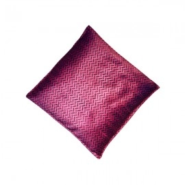 Aartyz Dark Pink Raw Silk Cushion Cover With Black Print | 10 x 10 Inch