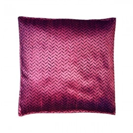 Aartyz Dark Pink Raw Silk Cushion Cover With Black Print | 10 x 10 Inch