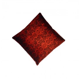 Aartyz Red Printed Raw Silk Cushion Cover | 10 x 10 Inch