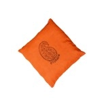 Aartyz Orange Cushion Cover With Traditional Paisley Block Print | 16 x 16 Inch