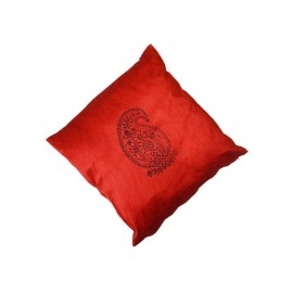 Aartyz Dark Red Cushion Cover With Traditional Paisley Print | 10 x 10 Inch