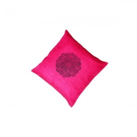 Aartyz Pink Jute Silk Cushion Cover | 10 x 10 Inch