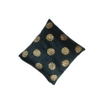 Aartyz Black Cushion Cover With Golden Flowers | 10 x 10 Inch