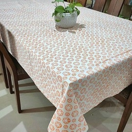Aartyz Rectangular Cotton Dining Table Cover In Block Printed