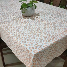 Aartyz Rectangular Cotton Dining Table Cover In Block Printed