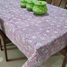Aartyz Rectangular Cotton Dining Table Cover In Garden All  Over Print