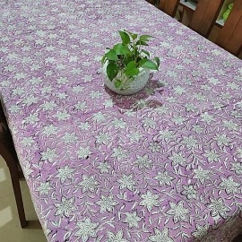 Aartyz Rectangular Cotton Dining Table Cover In Garden All  Over Print