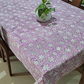 Aartyz Rectangular Cotton Dining Table Cover In Garden All  Over Print