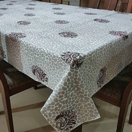Aartyz Rectangular Cotton Dining Table Cover In Block Printed | Grey And Maroon