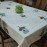 Aartyz Cotton Dining Table Cover With Floral Motifs | Green Grey And Sky Blue
