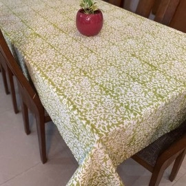 Aartyz Rectangular Cotton Dining Table Cover In Pastel Green