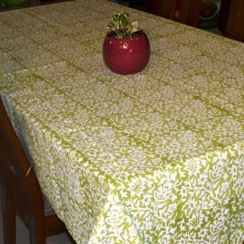 Aartyz Rectangular Cotton Dining Table Cover In Pastel Green
