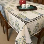 Aartyz Cotton Dining Table Cover In Paisley Print | Gray, Black, Yellow, Blue