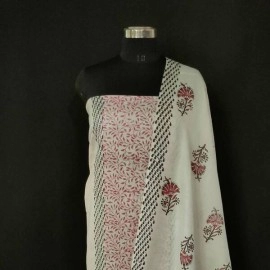 Aartyz Chanderi Silk Hand Block Printed Dress Material |  Red And Black